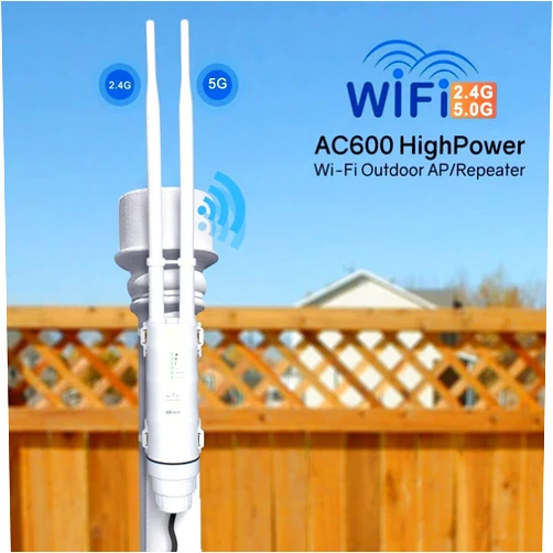 WAVLINK AC600 Outdoor Weatherproof Wi-Fi Range Extender-Dual Band 2.4 & 5GHz Long Range Wireless Internet Signal Extender Booster&Router/AP/Repeater/WISP Mode with POE,No WiFi Dead Zones for Home