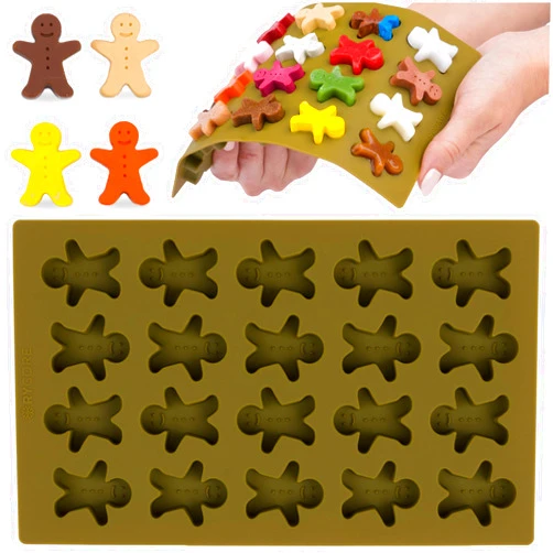 RYCORE Mini Gingerbread Silicone Mold - Perfect for Baking Chocolates, Candies & Small Gingerbread Man Cookies - Unique Christmas Silicone Molds Gingerbread Man Design for Holiday Desserts, Soap & Candles