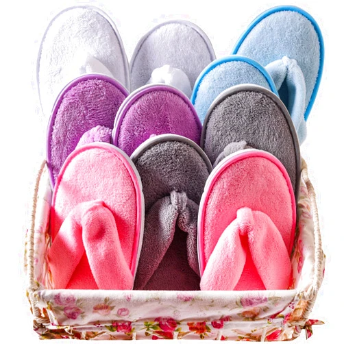 Eucoz Spa Slippers Flip Flops 5 Pairs Soft Fleece Women Men House Slippers Guest Slippers Hotel Slippers in Salons Bathoom Party Washable Not Disposable