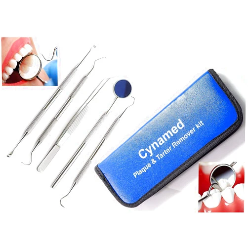 Cynamed -Dental Tools, ElleSye 8 Pack Dental Pick Oral Care Kit, Stainless Steel Dental Hygiene Kit Set, Tooth Scraper Tartar Dental Scaler Tweezers Mouth Mirror for Personal & Pet Oral Care Use