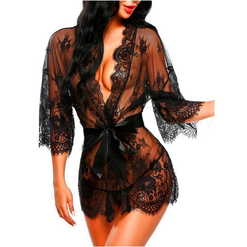 Avidlove Women's Lace Kimono Robe Babydoll Lingerie Mesh Nightgown S-5XL