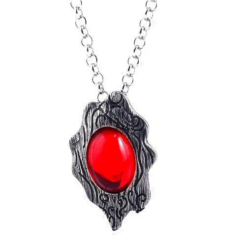 DUNHAO COS Anime Red Crystal Pendant Necklace Amulet Gift for Men and Women Halloween Cosplay Accessory