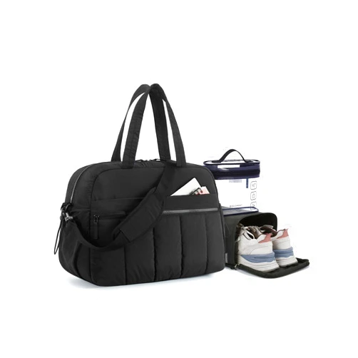 BAGSMART Duffle Bag for Travel, Lightweight Carry on Weekender Duffel with TSA Toiletry Bag, Water Resistant Overnight Travel, Black