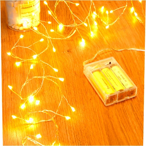 Minetom Fairy Lights Battery Operated, Fairy String Lights Waterproof Silver Wire 5 Feet 60 Led Firecracker Starry Lights for DIY Wreath Home Wedding Party Bedroom Mason Jar Holiday Christmas, Warm White