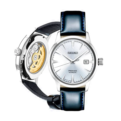 SEIKO Automatic Watch for Men - Presage Cocktail Time - Patterned with Golden Numerals and Date Calendar, 50m Water-Resistant