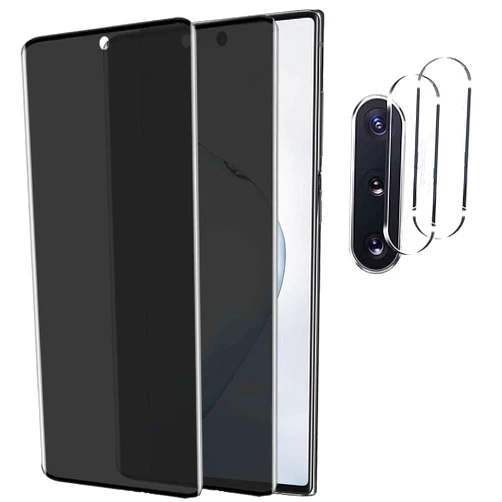 Generic Privacy Screen Protector for Samsung Galaxy Note 10 5G 6.3 Inch Tempered Glass [2 Pack] with Camera Lens Protector [2 Pack].Anti-spy,No Bubbles,9H Hardness HD, Full Coverage Glass Film for Samsung Galaxy Note 10 (Black)