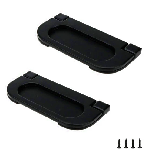 LC LICTOP Flush Pull Ring Handles Hidden Recessed Furniture Grip 72mm Length Drawers Cabinet Flush Ring Sliding Door Pull Handle Metal Black with Screws (2 Pcs)