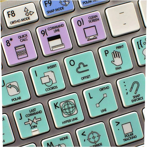 4Keyboard AUTODESK AUTOCAD GALAXY SERIES NEW KEYBOARD LABELS SHORTCUTS WORK with APPLE