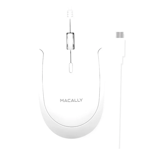 Macally Wired USB C Mouse for Mac and PC - Slim, Quiet, and Reliable - Type C Mouse for MacBook Pro/Air, iMac, Apple iPad, Laptop, Computer Desktop with 3 Button, Scroll Wheel, USBC, and 4 DPI Mode