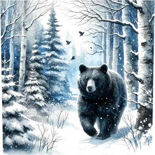 MOMDEDP Diamond Painting Kits for Adults -Forest Bear DIY 5D Diamond Art Kits Full Drill Winter Diamond Dots Paintings with Diamonds Gem Art and Crafts for Beginners Home Decor 12x12inch Animal