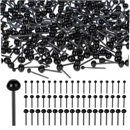 Salbsever 300pcs Glass Safety Eyes 2/3/4mm Black Beans Glass Eyes Balls Doll Eyeballs for DIY Needle Felting Bear Plush Animal Puppet Dolls Decoys Sewing Crafts, Small Black Beads For Eyes, Doll Making Supplies