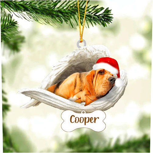 IZI POD Custom Name Bloodhound Ornament, Personalized Bloodhound Dog Ornament for Christmas Tree, Bloodhound Christmas Ornament Gifts for Dog Mom, Dog Dad, Family 29