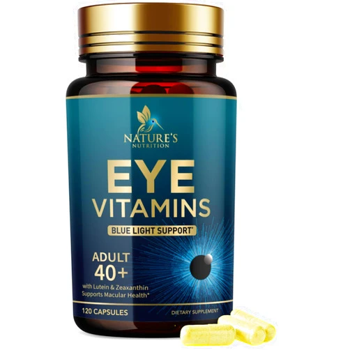 Nature's Nutrition Eye Vitamins & Mineral Supplement, Contains Lutein, Zeaxanthin, Bilberry & Zinc, Supports Eye Strain, Vision Macular Health & Dry Eyes for Adults with Vitamin C & E, Lycopene - 120 Capsules