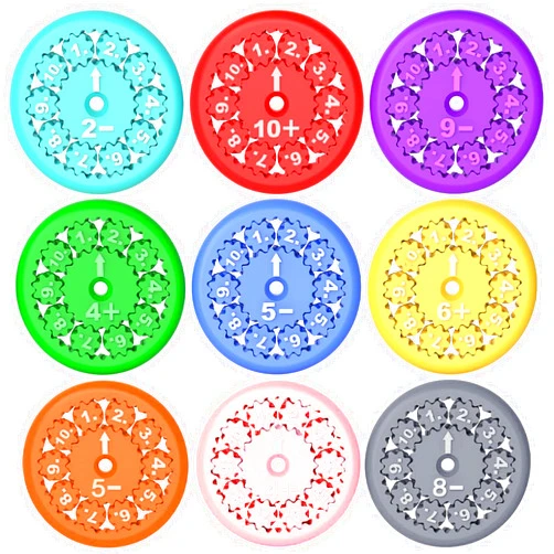Pskdyhe Math Fidget Spinners, Fidget Toys for Kids, Educational Toys for Learning Addition, Subtraction, Multiplication and Division for Homeschooling or Classroom Prize（9 Pcs Addition and Subtraction）