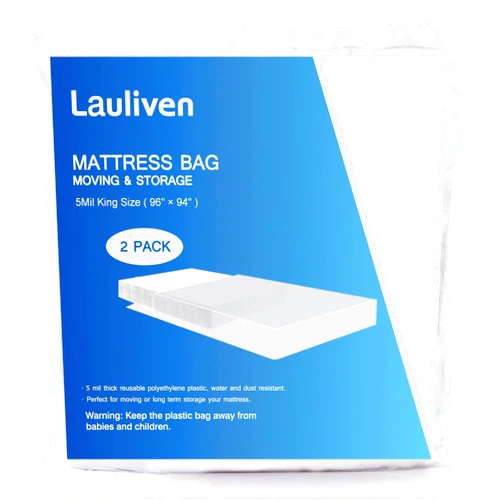 Lauliven 2-Pack Mattress Bag for Moving - King Size Mattress Storage Bag - 5 Mil Heavy Duty - Extra Thick Mattress Cover Protection - 94 x 96 Inch