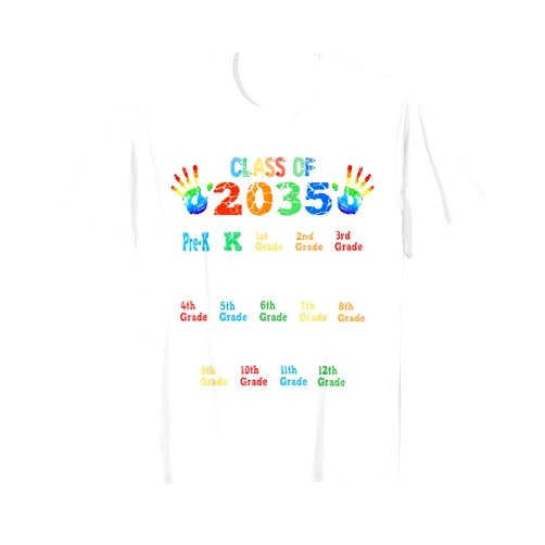 Back To School Class of - Grow With Me Handprint Class of 2035 Grow With Me Color Handprint Pre-K 12th Grade T-Shirt