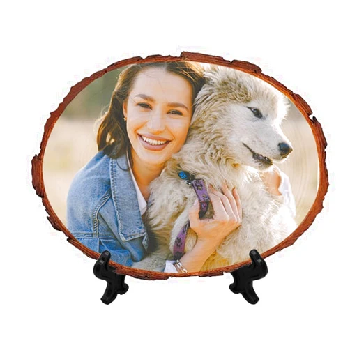 FolHaoth Personalized Picture Frame Album Custom Photo Printing on Wood Slices for Tabletop Desk Decor Retaining The Original Wood Style Wooden Craft Ornaments Gifts