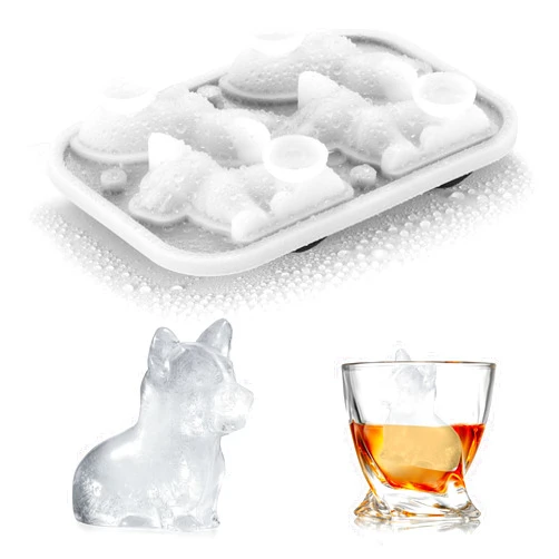 ACOOKEE 3D Corgi Dog Ice Cube Tray Fun Shapes, Novelty Corgi Dog Mom/Dad Gifts for Dog Lovers, Cute Corgi Ice Mold for Whiskey,Cocktail,Bourbon
