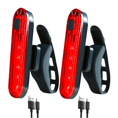 YUERWOVER 2 Pack USB Rechargeable LED Bike Tail Light Bicycle Rear Light Cycling Night Essential Reflector Seat Back Safety Lamp Waterproof Bright Warning Flash MTB Light for Men Women Kids