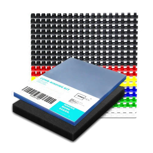Binditek 120 Pack Binding Covers and Combs kit, Includes 50 Pcs 8mil Clear PVC, 20 Pcs 1/2