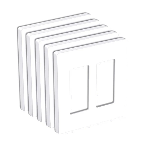 BESTTEN 5 Pack Screwless Decorator Wall Plate, 2 Gang Decorative Outlet Cover, USWP6 Snow White Series, H4.69” x W4.73”, for Light Switch, Dimmer, GFCI, USB Receptacle