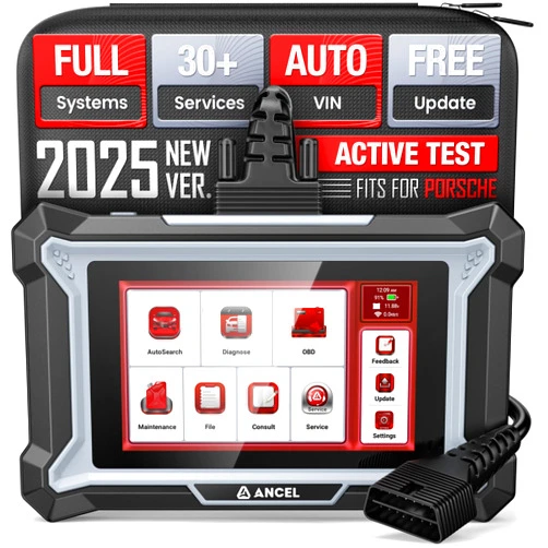 ANCEL DS160 Scan Tool fits for Porsche, Full System Bidirectional OBD2 Scanner with 30+ Resets, ABS Bleeding, Gearbox Learning, SAS/Oil/BMS Reset, Online Support Chat, Lifelong Updates