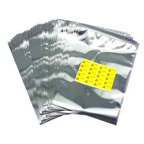 MWRF Source 100 PC Zip Lock Anti-Static Bags and Labels for Electronic Devices, 11x15 inches, 279x381 mm