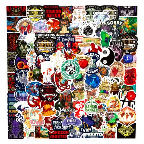 QIANFUN Dungeons and Dragons Stickers- 100Pcs Vinyl Waterproof Stickers for Teens, Gifts for Laptops, Car, Wall, Phone