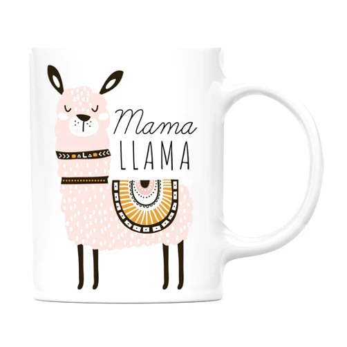 Andaz Press 11oz. Funny Pun Coffee Mug Gag, Mama Llama Mug, 1-Pack, Llama Alpaca Themed Birthday Party Christmas Ideas, New Mom Mommy Bohemian Baby Shower Mother's Day Mugs