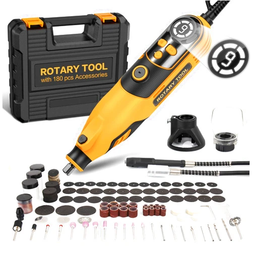 Handstar Rotary Tool, Handstar Rotary Tool Kit, 6 Variable Speed Electric Drill Set, Large LED Screen Display, 10000-35000 RPM with Flex Shaft and Carrying Case, for Grinding Carving Polishing etc