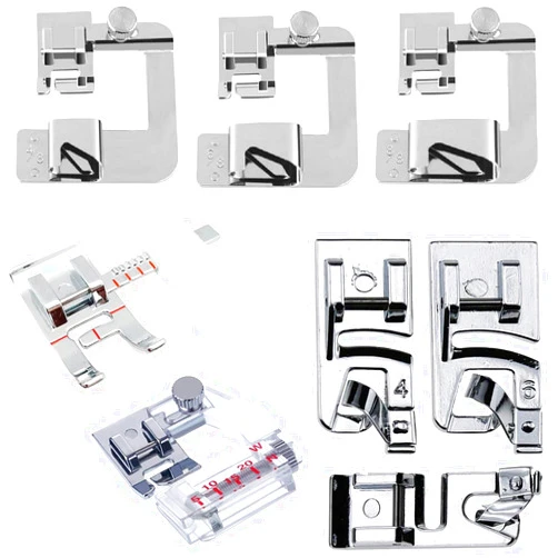 Stormshopping 8PCS Sewing Presser Foot Kit Includes 6 Rolled Hem Presser Foot, Bias Tape Binder Foot and Adjustable Guide Presser Foot for Most Low Shank Snap-On Singer, Brother, Babylock, Janome Sewing Machines
