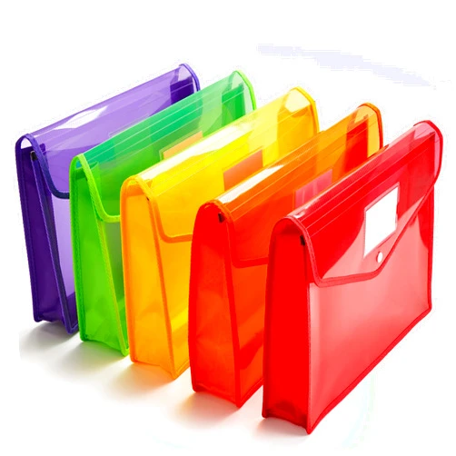 JIZISO Plastic File Folder Poly Envelope Expanding File Wallet Document Folder with Snap Button Closure, Legal Size, 5 Pack Large Waterproof Accordion File Pouch (Assorted Colors)