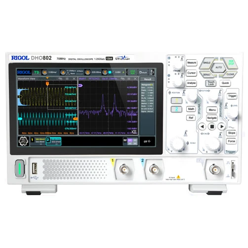 RIGOL Digital Oscilloscope DHO802 70MHz Frequency Band + 12-bit Vertical Resolution + Maximum 1.25 GSa/s Sample Rate + 1000,000 wfms/s Waveform Capture Rate + 2 Analog Channels