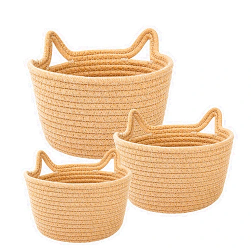 LUSCREAL Cotton Rope Baskets for Storage (Small Size 2 Packs, Medium Size 1 Pack, Large Size 1 Pack)