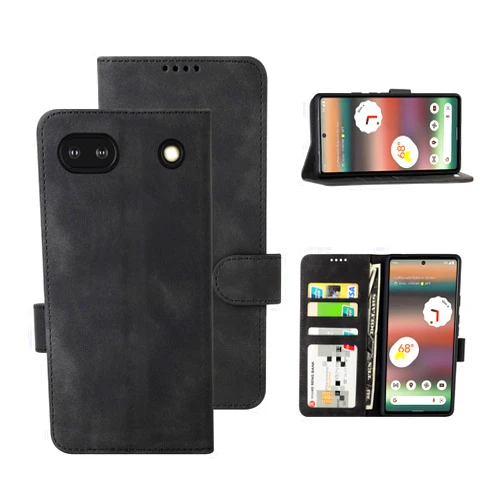 Eastcoo Flip Wallet Case for Google Pixel 6a, [PU Leather+TPU Bumper] [3 Card Slots] [Stand Function] [Magnetic Closure] Shockproof Protective Case Cover for Google Pixel 6a(2022), Black
