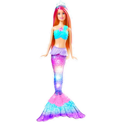 Barbie Dreamtopia Doll, Mermaid Toy with Water-Activated Light-Up Tail, Pink-Streaked Hair & 4 Colorful Light Shows