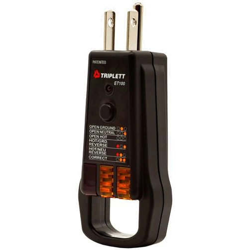 Triplett ET100 GFCI Outlet/Receptacle Tester with 5 Visual Indicators