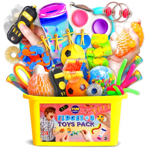 FUN KIDZ Gift Fidget Box Toys Pack for Kids 3-12, FunKidz Sensory Toys for Boys Girls Age 7-12 Autistic Children in Mystery Storage Portable Box