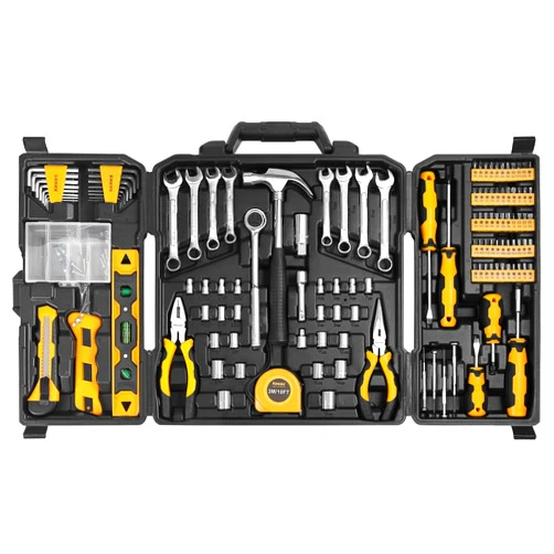 KREBS 168 Piece Hand Tool Kit and Tool Set, General Household Hand Tool Kit, Auto Repair Hand Tool Kit Wrench Tool Box Set with Plastic Storage Case, For Home Repairing & Maintenance