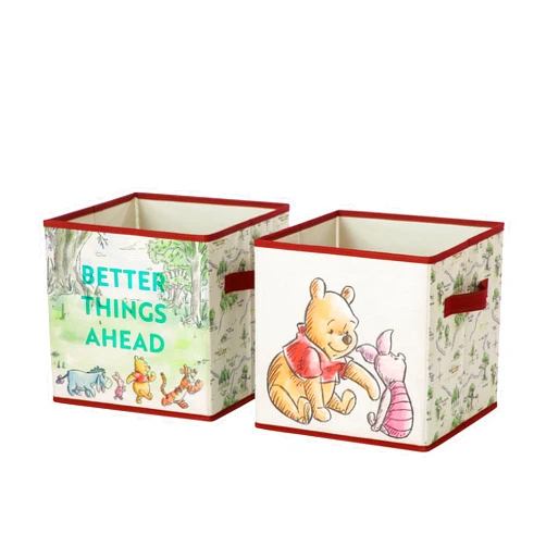 Idea Nuova Winnie the Pooh Set of 2 Durable Storage Cubes with Handles, 10