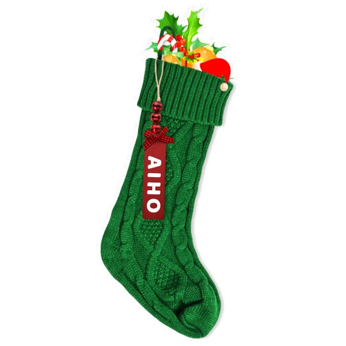 PAVQWEJ 1PACK Personalized Christmas Stockings, 18Inches Large Cable Knitted Xmas Hanging Stockings with DIY Custom Name Wooden Tags for Holiday Christmas Fireplace Party Family Decor (Green)