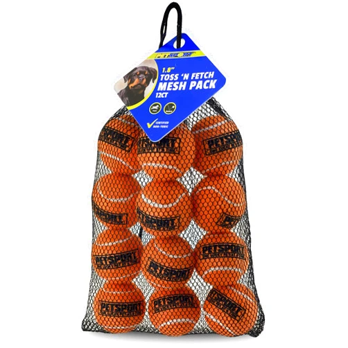 PetSport Orange Tennis Ball Dog Toys | 12 Pack Small (1.8