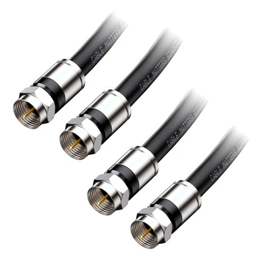Cable Matters 2-Pack RG6 Cable CL2 in-Wall Rated (CM) Quad Shielded Coaxial Cable 50 ft, RG6 Coax Cable Cord for TV, Digital Router, Satellite Receiver and More, in Black