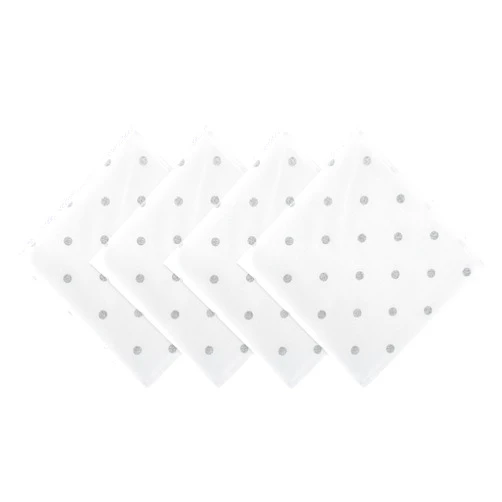 DII Polka Dot Kitchen Collection, Napkins, 18x18, White/Metallic Silver, 4 Piece