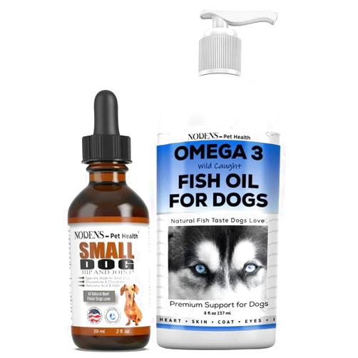 NODENS - Pet Health Nodens Small Hip and Joint Glucosamine and Omega-3 Fish Oil for Dogs Bundle