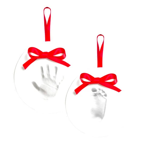 Pearhead Babyprints Baby's First Handprint or Footprint Ornament Kit, Easy No-Bake DIY Clay Impression Kit, Christmas Baby Gift, Baby Keepsake Ornament, Pack of 2