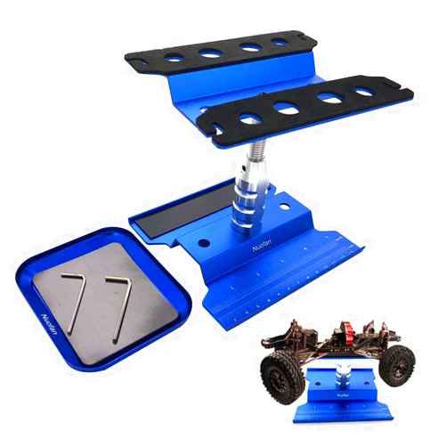 Nuofan RC Car Work Stand Aluminum Repair Workstation 360 Degree Rotation Lift Lower w/Screw Tray for 1/8 1/10 1/12 1/16 Scale Traxxas TRX4 Axial Arrma Redcat Losi RC Crawler Monster Truck Buggy