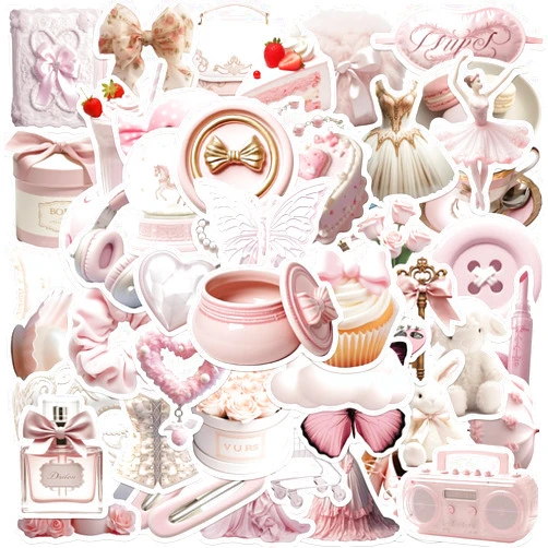 FYFDLLTF 50pcs Coquette Stickers Cute Vinyl Laptop Stickers Ballerina Girly Waterproof Aesthetic Stickers, Pink Sticker Pack for Girls Water Bottles Guitar (50pcs Coquette Stickers Cute Vinyl Laptop Stickers)