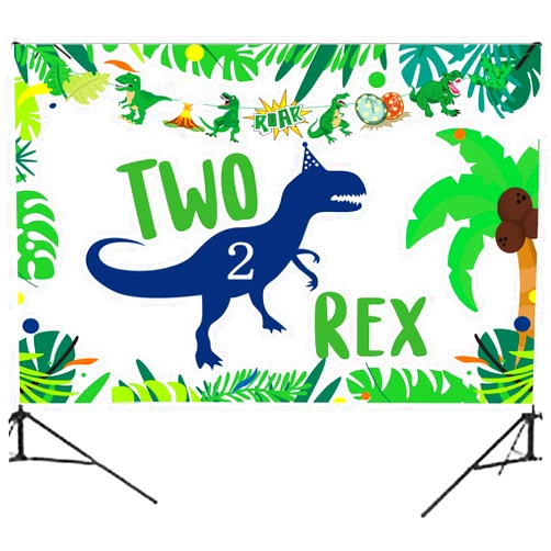 Miruwtog Dinosaur 2nd Birthday Party Backdrop,Two Rex Dinosaur Party Decorations,Dinosaur Birthday Party Supplies 2 Year Old Boy,2nd Birthday Decorations for Boys Dinosaur Birthday Party Supplies