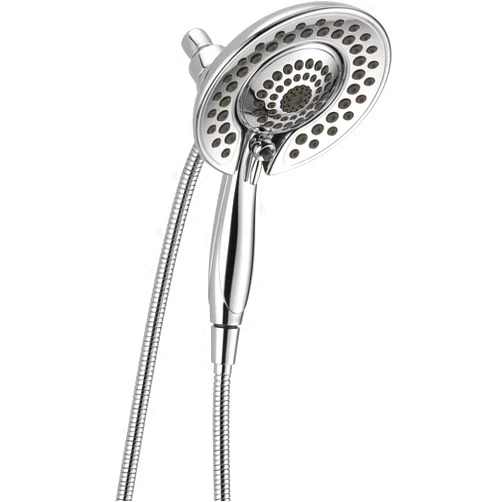 Delta Faucet 5-Spray In2ition 2-in-1 Dual Shower Head with HandHeld Spray, Chrome Hand Held Shower Head with Hose, Handheld Shower Heads, 2.5 GPM Shower Head, Chrome 58569-25-PK